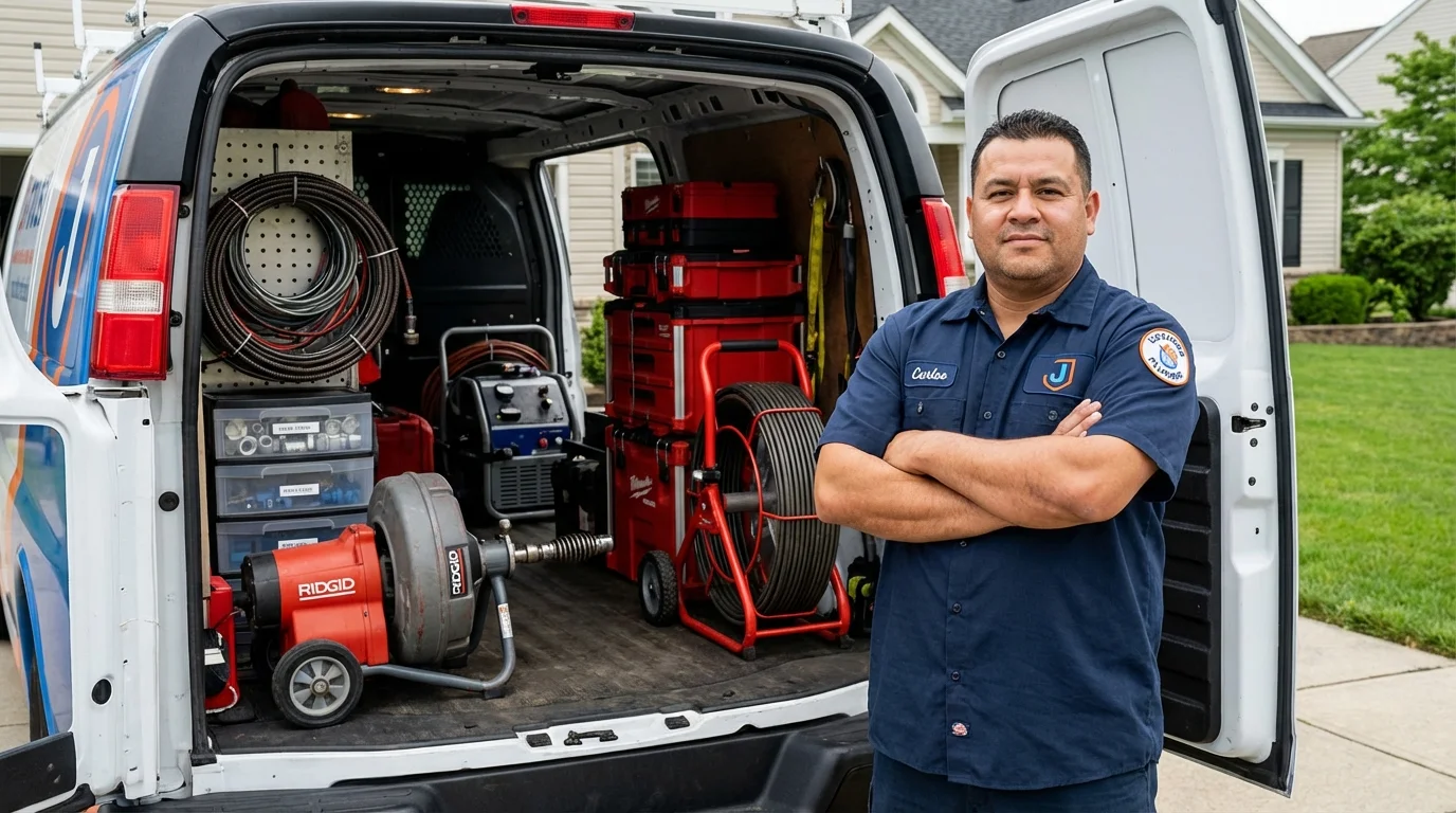 Professional drain cleaning equipment and Johns Plumbing LLC plumber in Stanleytown