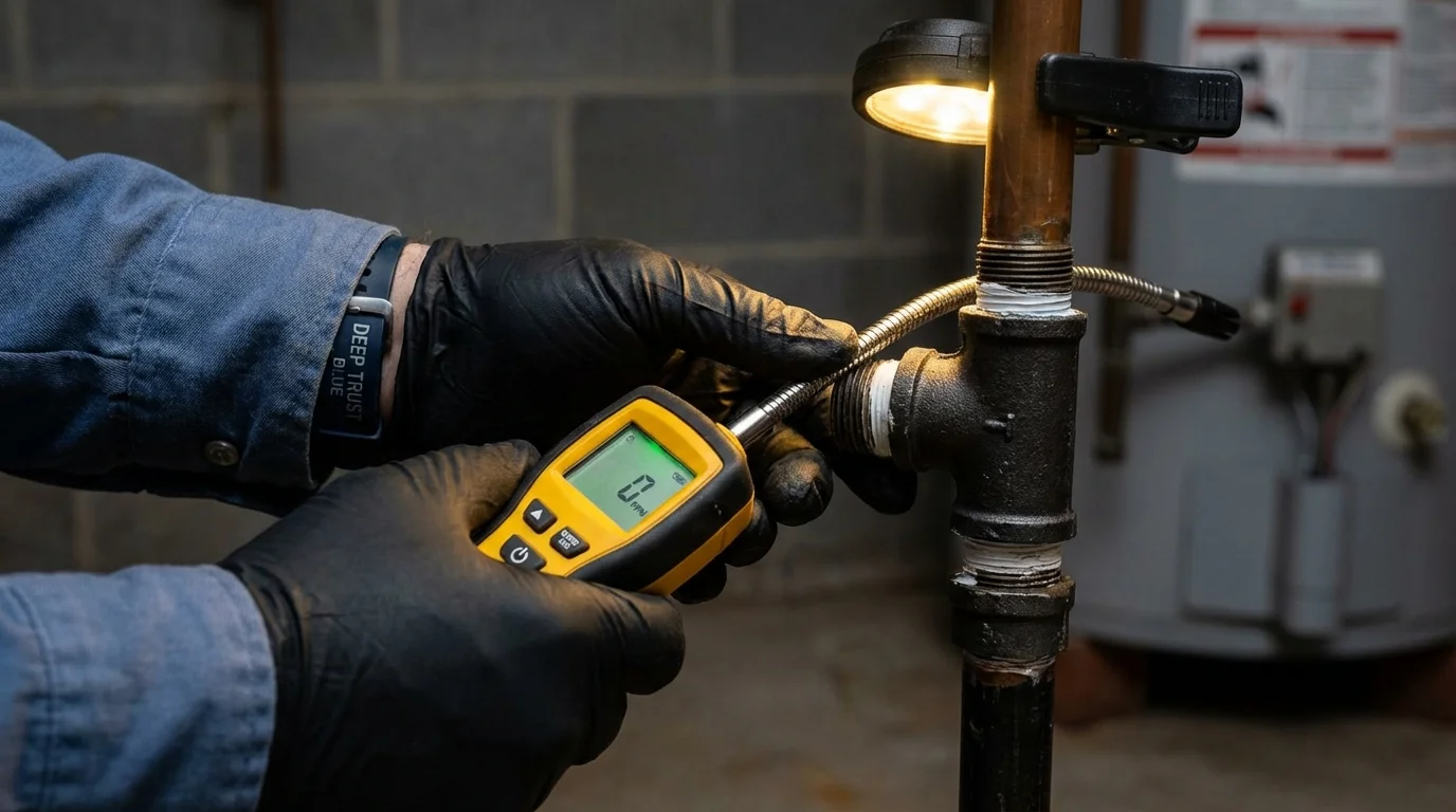 Gas leak detection with electronic sniffer by Johns Plumbing LLC in Stanleytown